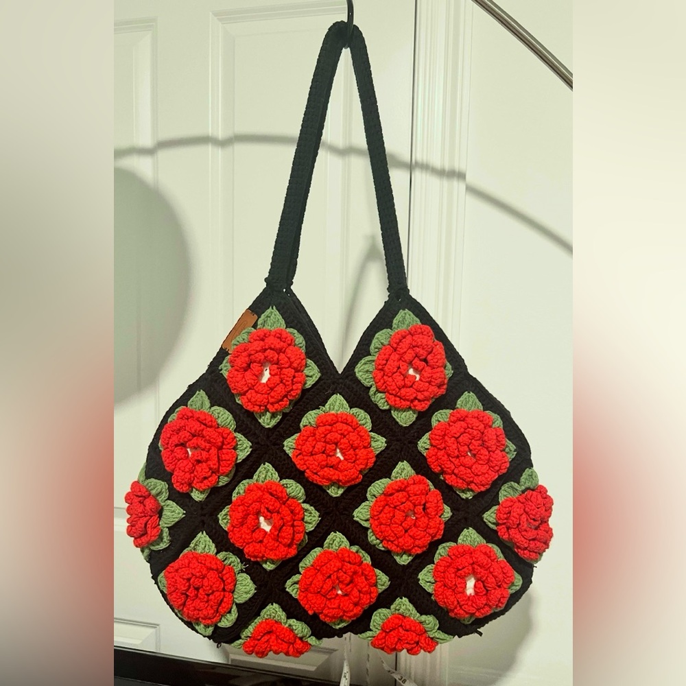 Floral Crochet Tote Bag 
NEW